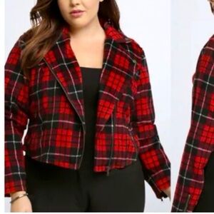 Torrid Moto Flannel Jacket Red
Plaid Print Jacket  Size XL